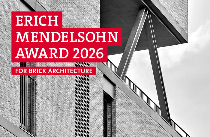Keyvisual of the Erich Mendelsohn Award 2026 for Brick Architecture (project: SOCIAL ATRIUM (54 Social Houses in Besòs), PERIS+TORAL ARQUITECTES)