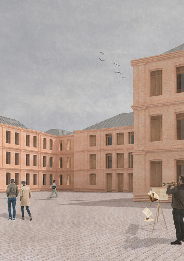 Gebäudevisualisierung Hof: Schloss Neustrelitz – Musikakademie Mecklenburg-Vorpommern