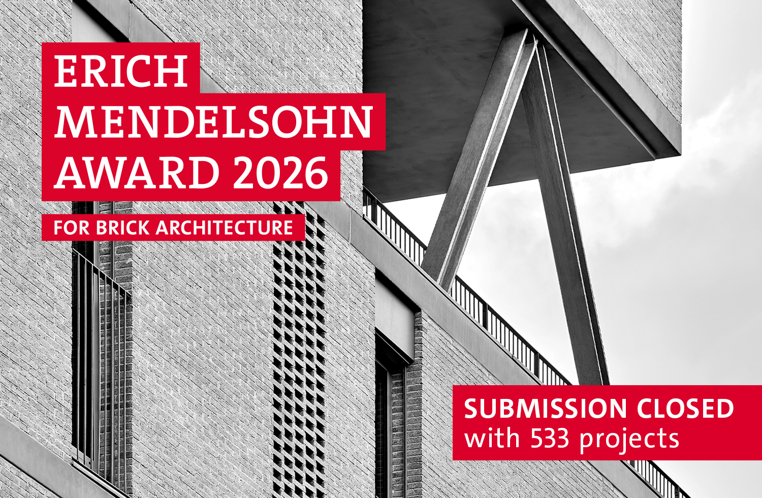 Keyvisual des Erich-Mendelsohn-Preises 2026 für Backstein-Architektur 